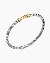 Cable Teen Buckle Bracelet in Sterling Silver with 14K Yellow Gold, 3mm